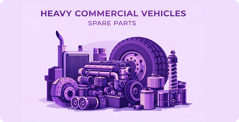 Heavy commercial vehicle spare parts illustration